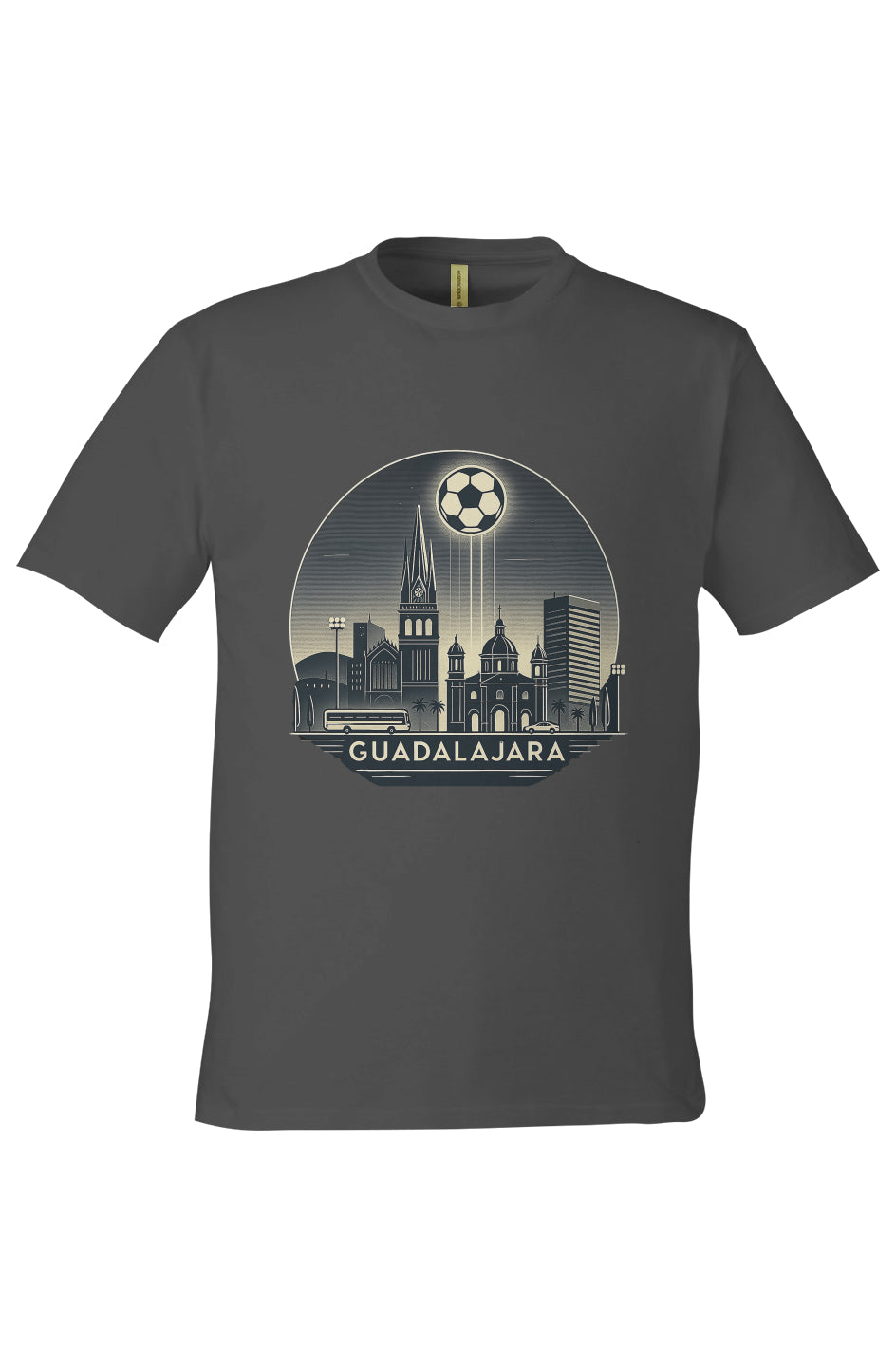 Guadalajara Skyline White/Black Mexico-Made 100% Cotton T-Shirt