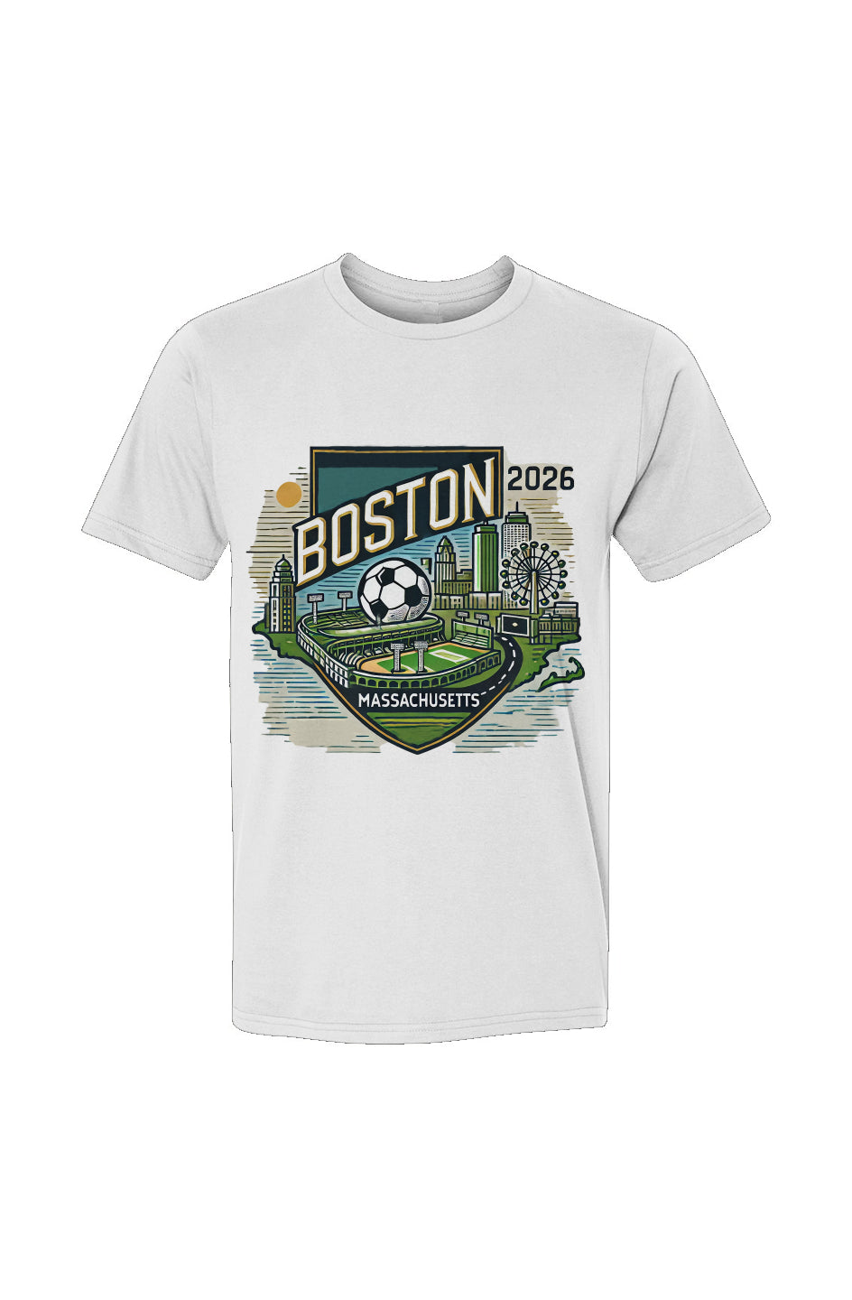 Boston Massachusetts Red, White, or Blue USA-Made Ringspun Unisex T-Shirt