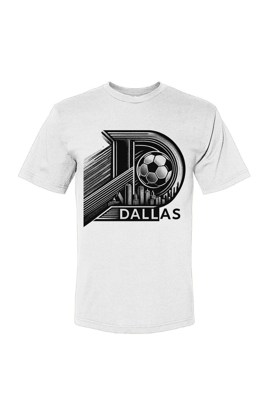 Dallas D White Black USA-Made 100% Cotton T-Shirt