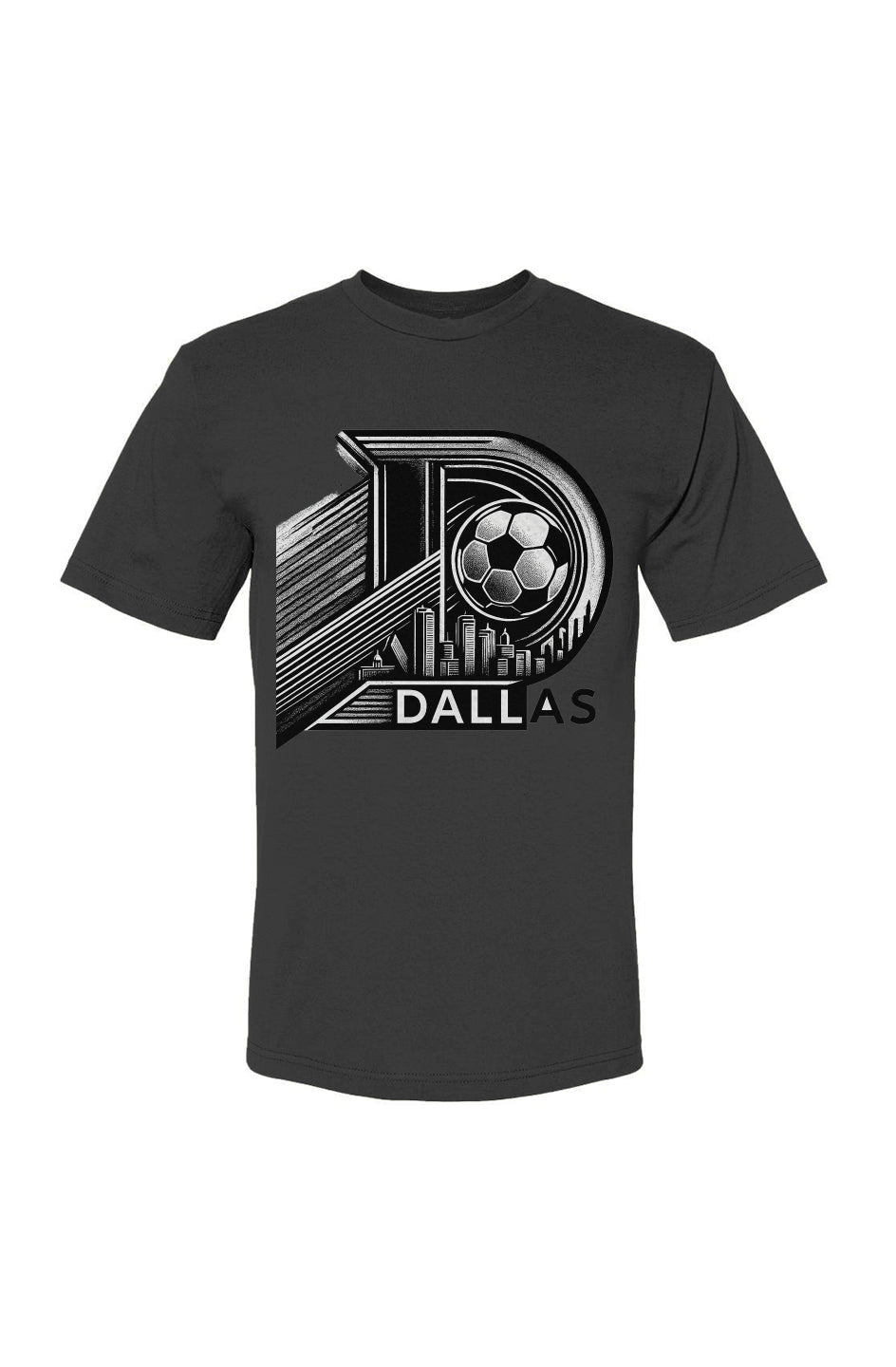 Dallas D White Black USA-Made 100% Cotton T-Shirt