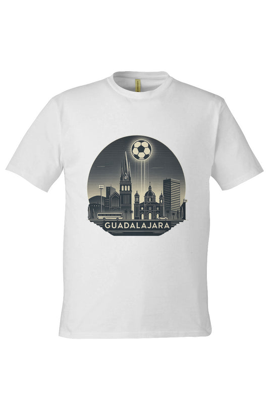 Guadalajara Skyline White/Black Mexico-Made 100% Cotton T-Shirt