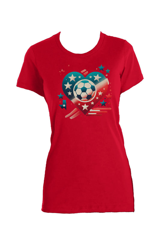 USA Texas Heart Ladies Made in USA Crew T-Shirt